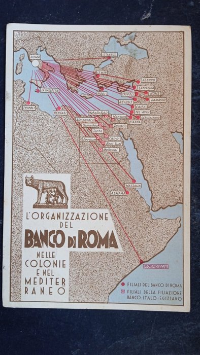 Italië - Koloniale postkaart-Banco di Roma in de Italiaanse koloniën - Ansichtkaarten, Enkele Ansichtkaart (Set van 1) - 1930-1930