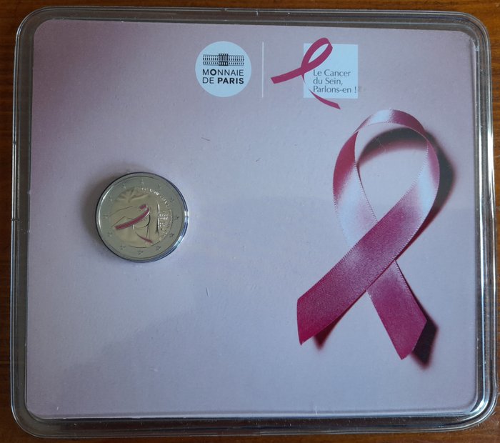 France. 2 Euro 2017.  "25e anniversaire de la lutte contre le cancer du sein."