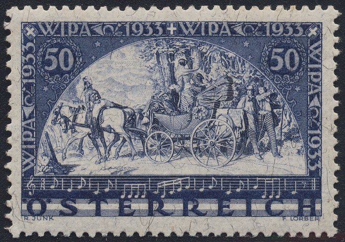 Austria 1933 - WIPA stamp from block with box perforation 12 - ANK-Nr. 556 B