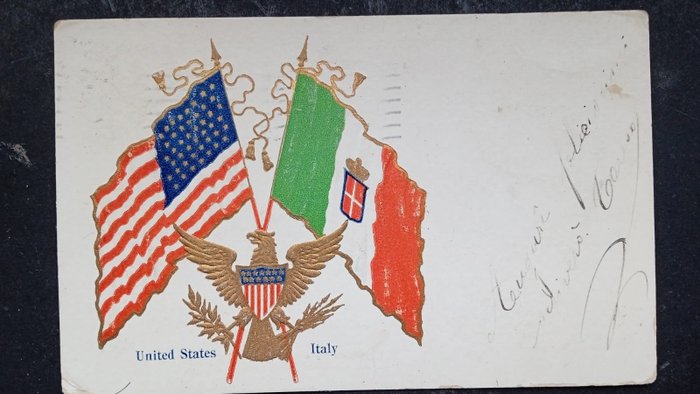 Italië - Noord Amerika, Vriendschap Italië - Verenigde Staten - In Relief - Enkele Ansichtkaart - 1924-1924