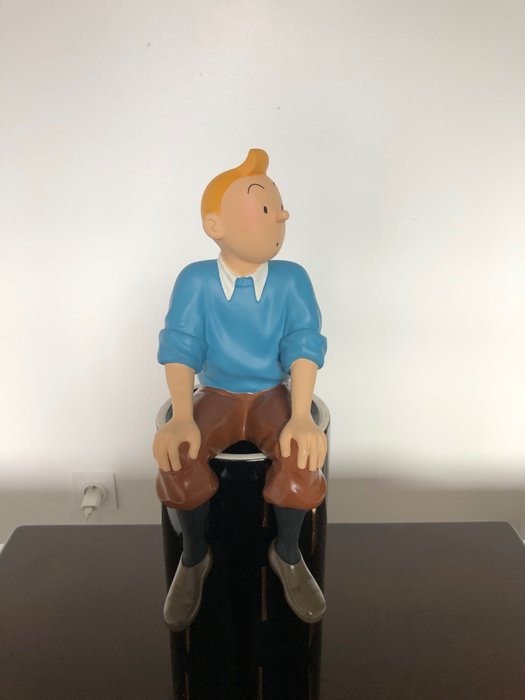 Tintin - Statuette Leblon-Delienne 45 - Tintin assis pull bleu - (1991)