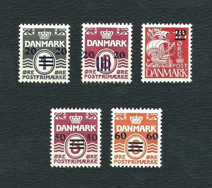 Faeröer 1940/1941 - Stamps of Denmark from 1926–40, overprinted with new values - Michel 2-6
