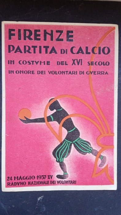 Italië - Sport, Futurisme-Voetbal-Florence-WW2 - Enkele Ansichtkaart - 1937-1937