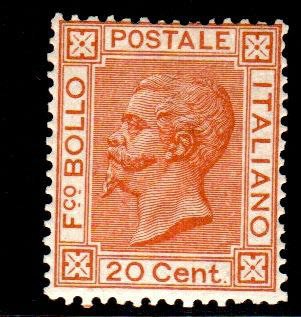 Königreich Italien 1877 - 20 cents orange ochre - Sassone N. 28