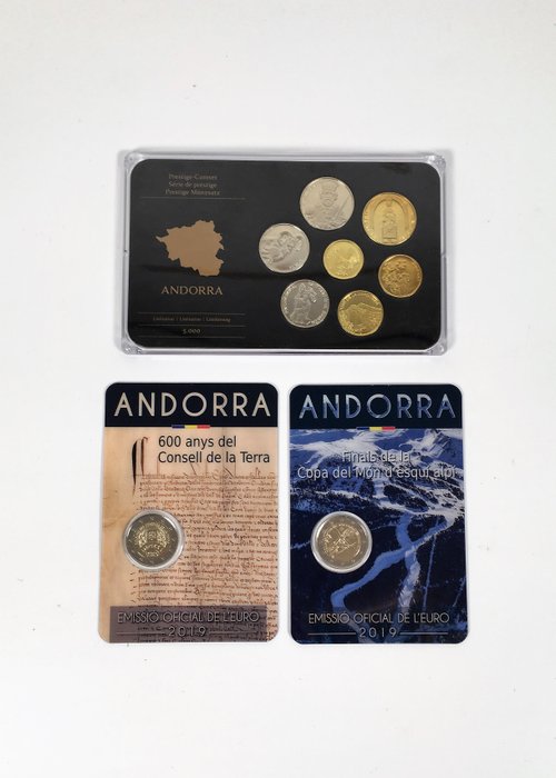 Andorra. Year Set 2013 BU + 2 Euro 2019 BU Gelegenheidsmunten (totaal 3 items)