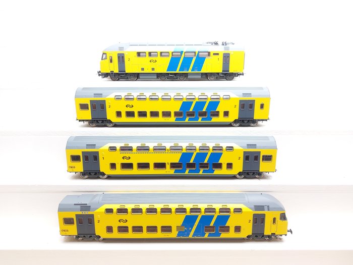 Rivarossi H0 – 0615 – Treinset – 4-delige mDDM/DD-AR dubbeldekker-trein – NS