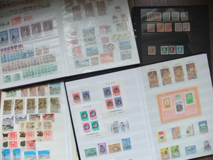 Taiwan - A box with multiple stock books, stock sheets and stock cards.