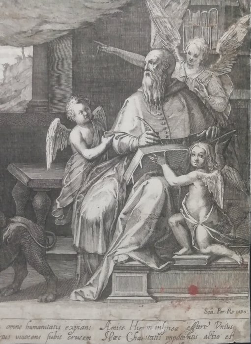 Federico Zuccari (1539-1609), inc. anonimo - "La visione di San Girolamo"