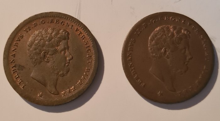 Italy, Kingdom of Two Sicilies. Ferdinando II di Borbone (1830-1859). 2 Tornesi (2 pezzi) 1851/1853