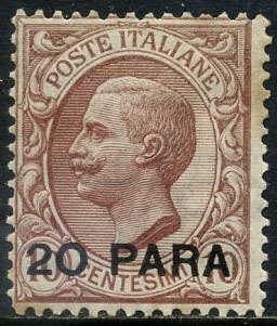 Preview of the first image of Levant (Italian post offices from 1874 to 1923) 1908 - Constantinople 20 para on 10 cents. With cer.