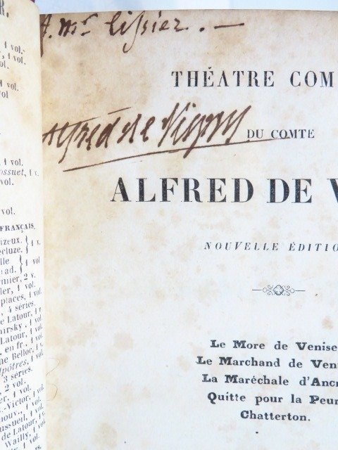 Signé; Alfred de Vigny - Théâtre complet [Le More de Venise, Le Marchand de Venise, La Maréchale d'Ancre...] - 1841