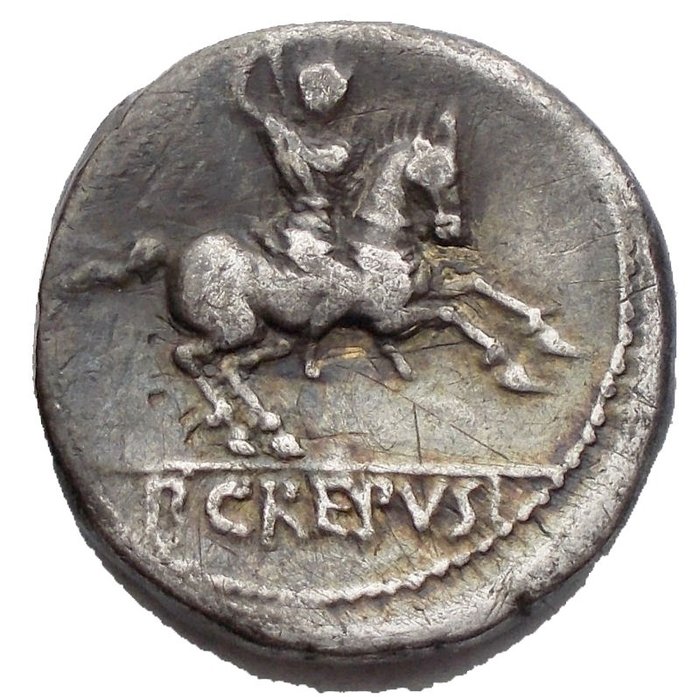 Roman Republic. P. Crepusius, 82 BC. AR Denarius,  Rome