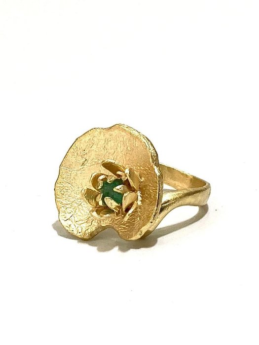 Ale jewels - 22 carati Argento, Placcato oro - Anello Smeraldo