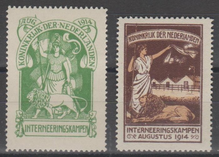 Pays-Bas 1916 - Internment camp stamps - NVPH IN1 + IN2
