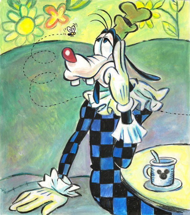 Goofy Inspired By Picasso's "Harlequin leaning" (1901) - Fine Art Giclée - Tony Fernandez Signed - Canvas - Erstausgabe