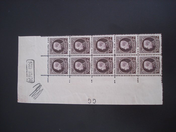 België 1922 - “Petit Montenez”, block of 10 sheet corners. - cob 216