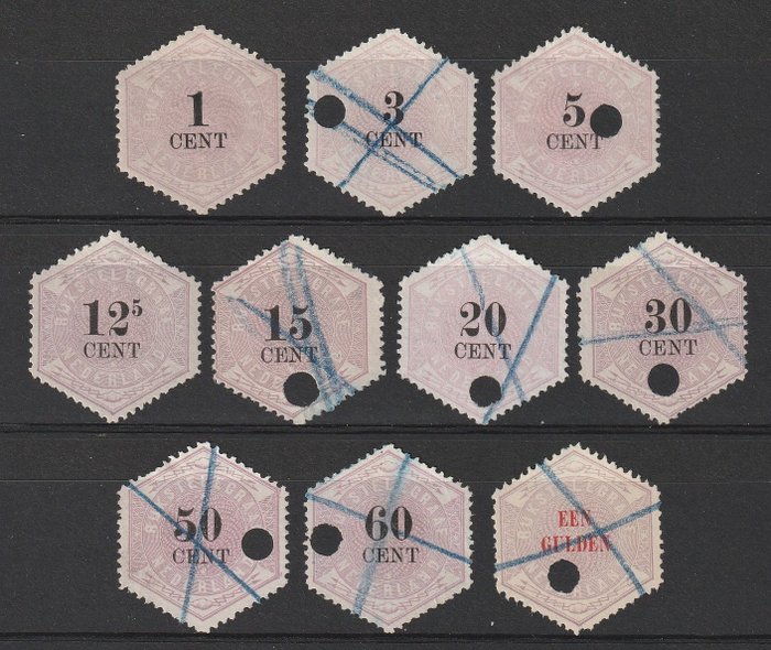 Nederland 1877/1879 - Telegramzegels - NVPH TG1/TG6, TG8/TG11