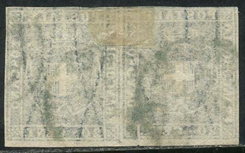 Image 2 of Italian Ancient States - Tuscany 1860 - Provisional Government, 20 cents azure, pair. - Sassone N.
