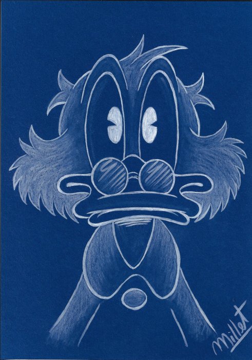 Uncle Scrooge - Paralysed - Signed Original drawing by Millet - 23 x 34 cm