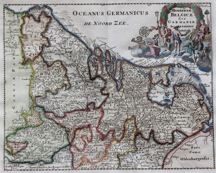 Europa, Netherlands, Belgium, Luxembourg; Cluverius - Hodiernae Belgica sive Germaniae Inferioris tabula - 1729