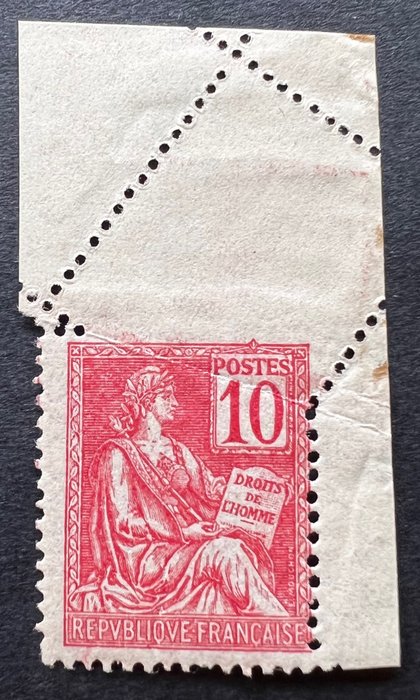 France 1900 - Mouchon type variety, oblique perforation by folding - Yvert tellier N°117