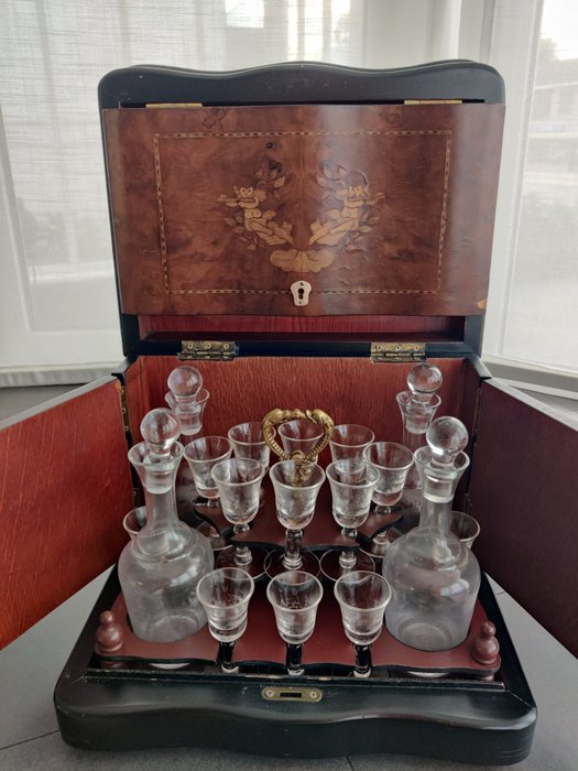set di liquori - Legno, Vetro - XX secolo