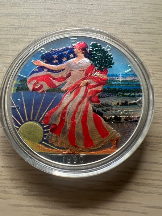 United States. 1 Dollar 1990 - American Eagle - Colorized - 1 oz