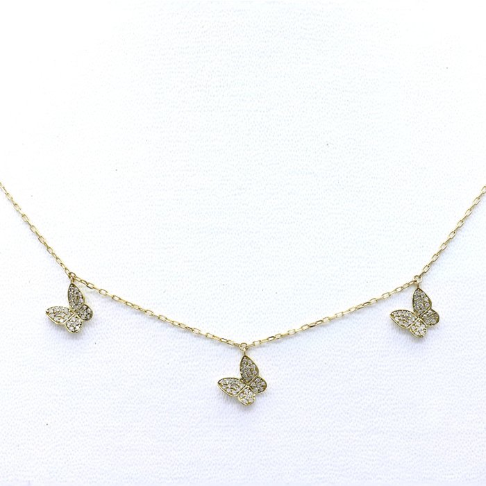 Halskette mit Anhänger - 14 kt Gelbgold Diamant 