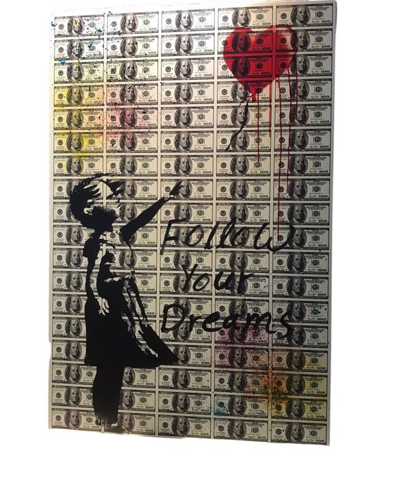Preview of the first image of AmsterdamArts - American dollar x Banksy wall art.