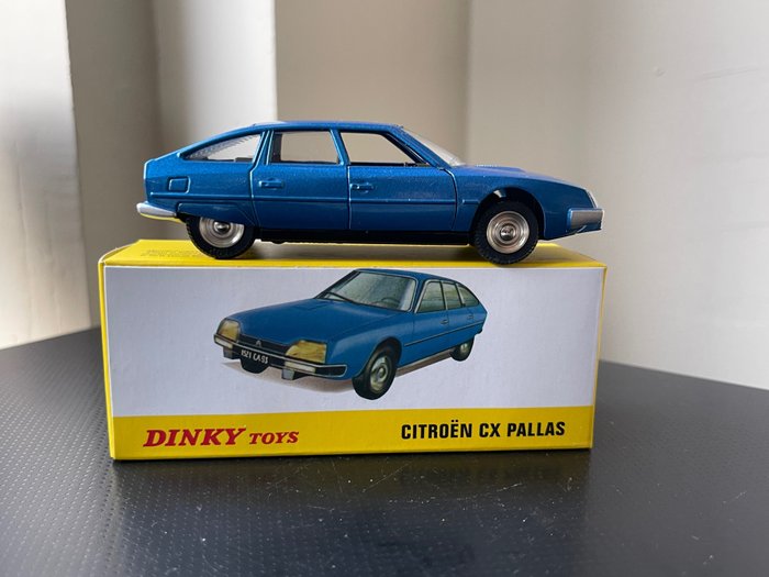 Atlas-Dinky Toys - 1:43 - Citroen CX Pallas, Studbaker Camionette 25P, Peugeot Break 404 Police 1429 - Alfa Romeo Giulia 1600 TI 1401, 2 wiel aanhanger 25S