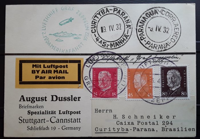 Duitse Rijk - Zeppelin document – 2 Südamerikafahrt 1931