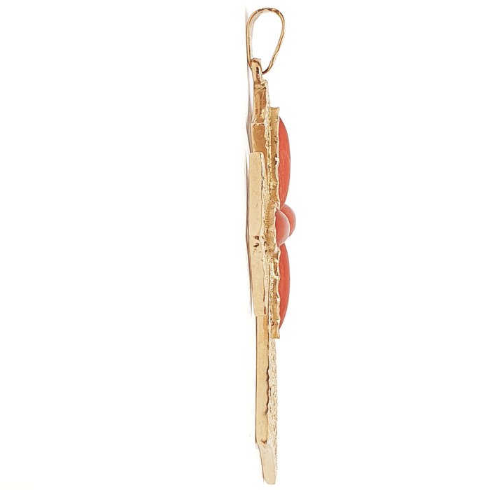 Image 3 of 18 kt. Yellow gold - Pendant - mediterranean coral
