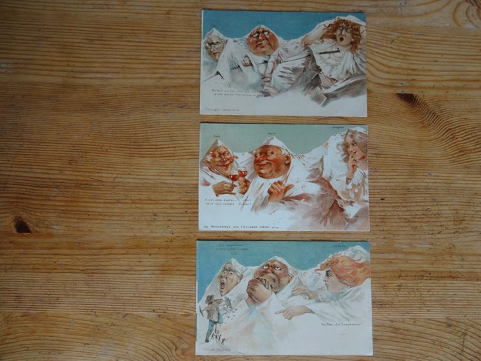 3 cartoline d'artista di F. Killinger, volti di montagna, numero 112 + 114 +115 - Cartoline (Gruppo di 3) - 1907