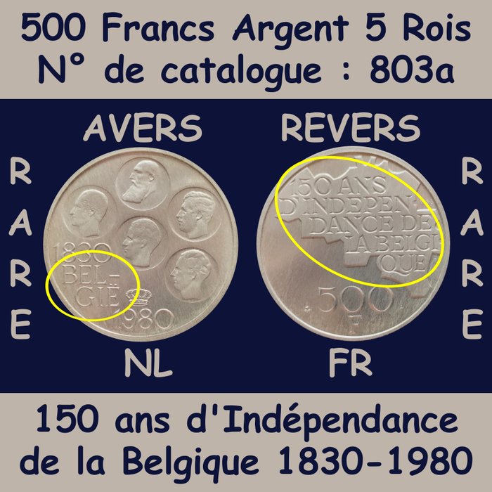 Belgium. Baudouin I (1951-1993). 500 Francs 1980 Hybride NL/FR - Oplage ca. 30 stuks