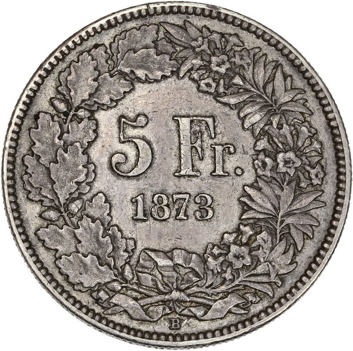 Schweiz. 5 Francs 1873 B Bern