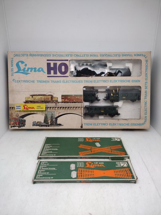 Lima H0 - 5001 - Binari, Trenino elettrico - Set con locomotiva, carrozze, rotaie ed incroci - FS