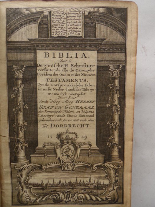 (Acte van consent Jan Trip) - Biblia Dat is de gantsche H. Schristure.. met: Het boek der psalmen - 1749/1776