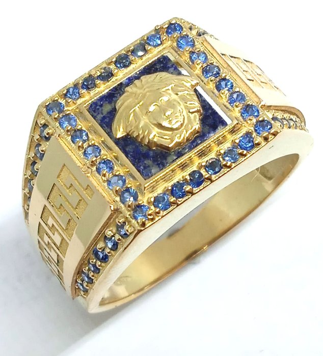 戒指 - 18 克拉 黃金 藍寶石 