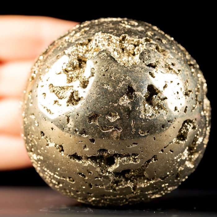 立方黃鐵礦 - Huanzala 礦山 - 球體 - 高度: 74 mm - 闊度: 74 mm- 795 g