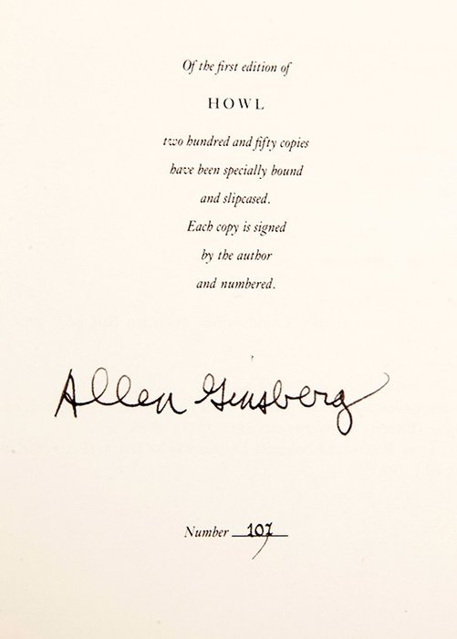 Signed; Allen Ginsberg - Howl, Original Draft Facsimile [lim.ed. 107/250] - 1986