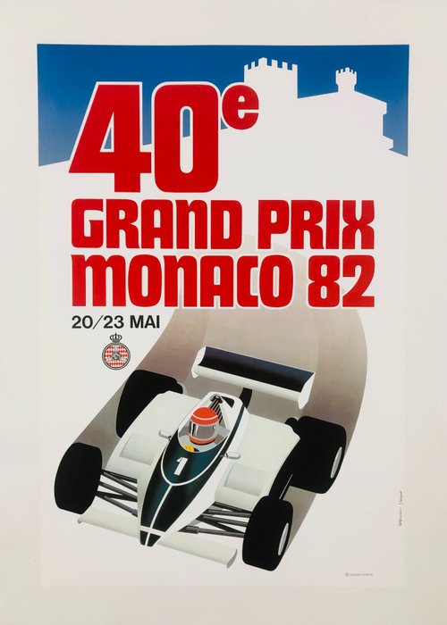 Grognet - 40° Gran Prix Monaco 82 - 20/23 MAI (linen backed on canvas) - Lata 80.