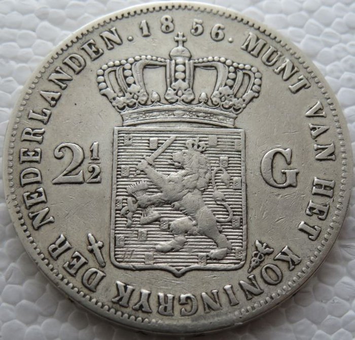 Paesi Bassi. Willem III (1849-1890). 2 1/2 Gulden 1856