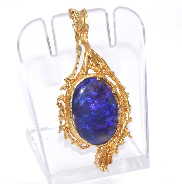 Image 3 of Black Opal 4,8ct. - 18 kt. Yellow gold - Pendant - 4.80 ct Opal