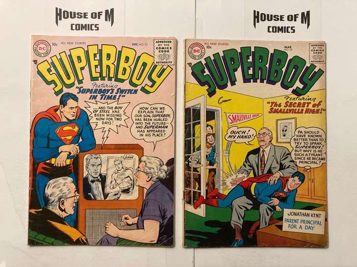 Preview of the first image of Superboy # 53 & 55 Very Early Silver Age Gems! Over 65 Years Old! "Superboy's Switch in Time" - & ".