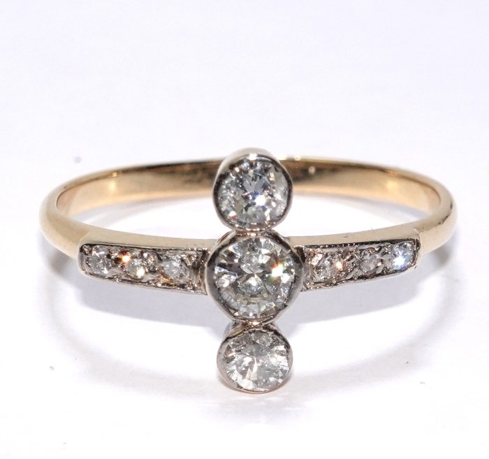 Image 2 of 0.58 ct. Altschliff-Diamanten - 18 kt. Yellow gold - Ring - 0.58 ct Diamond