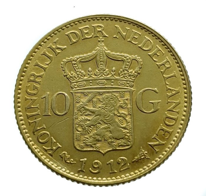 Países Bajos. Wilhelmina (1890-1948). 10 Gulden 1912