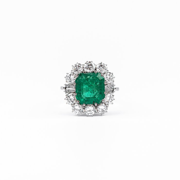 Image 2 of 18 kt. White gold - Ring - 3.27 ct Emerald - Diamonds