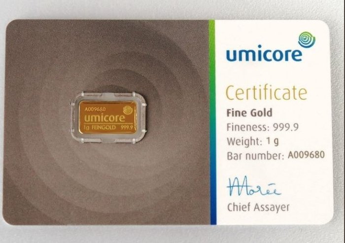 1 gram - Gold - Umicore  (No Reserve Price)