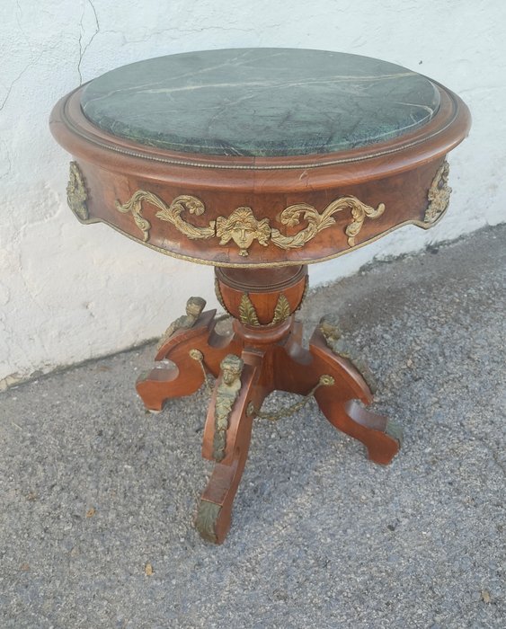 Image 2 of Side table - Empire Style - Bronze, Marble, Wood - Early 20th century