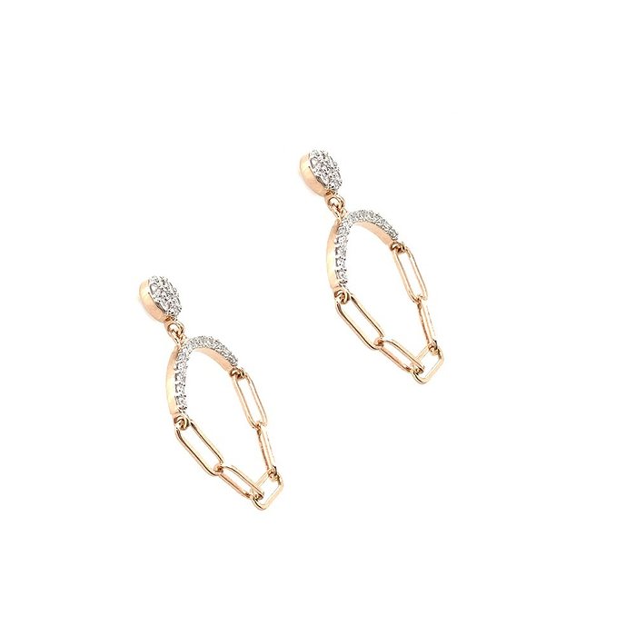 Image 2 of 14 kt. Pink gold - Earrings - 0.26 ct Diamond
